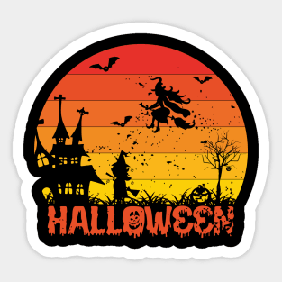 Halloween Night with witch Sticker